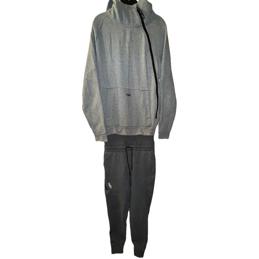 Tuxy One Piece 2 Tone Gray Hooded Jumpsuit Sweatsuit Loungewear Men's Sz L